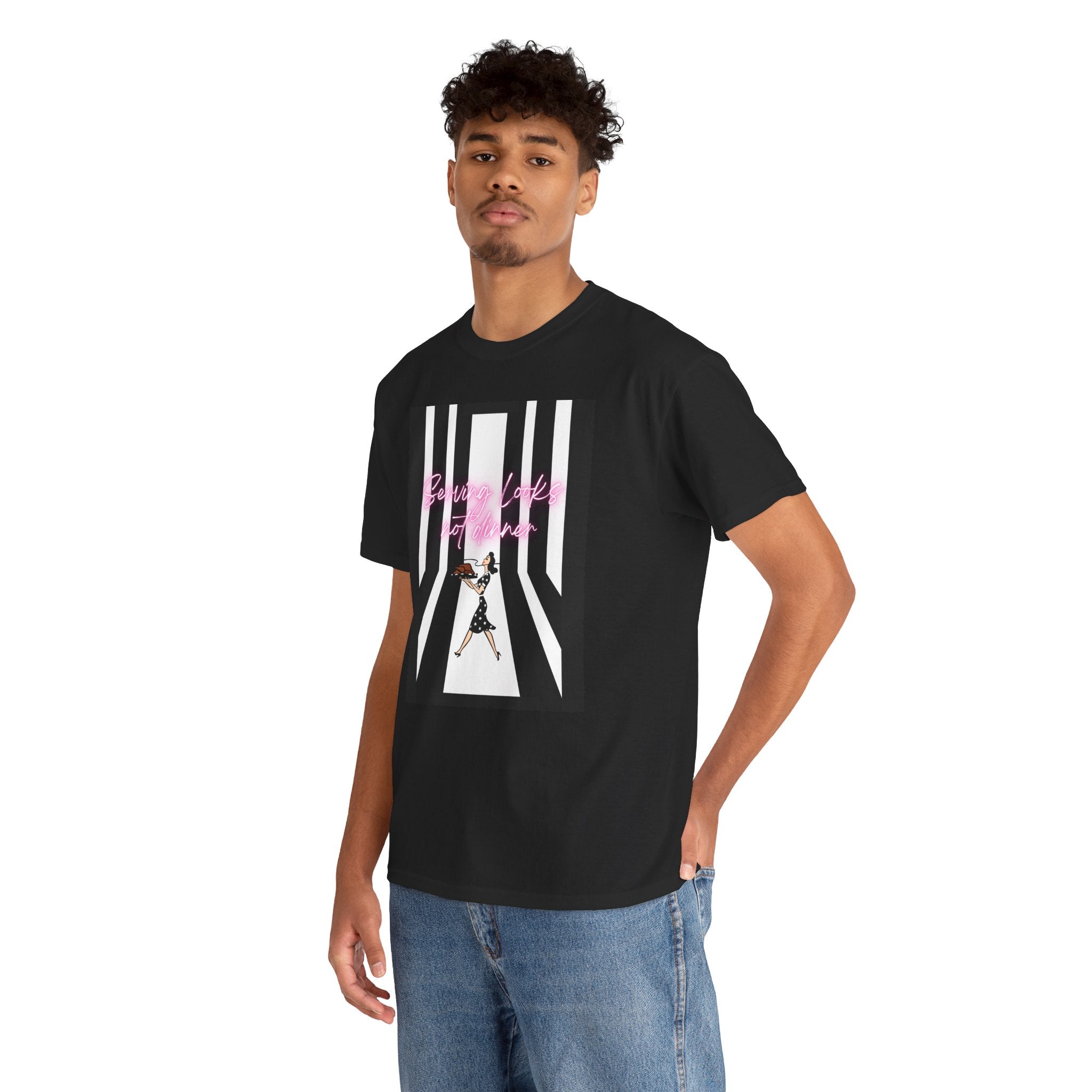 Serving Looks, Not dinner. Unisex Cotton T, Retro housewife edgy shirt