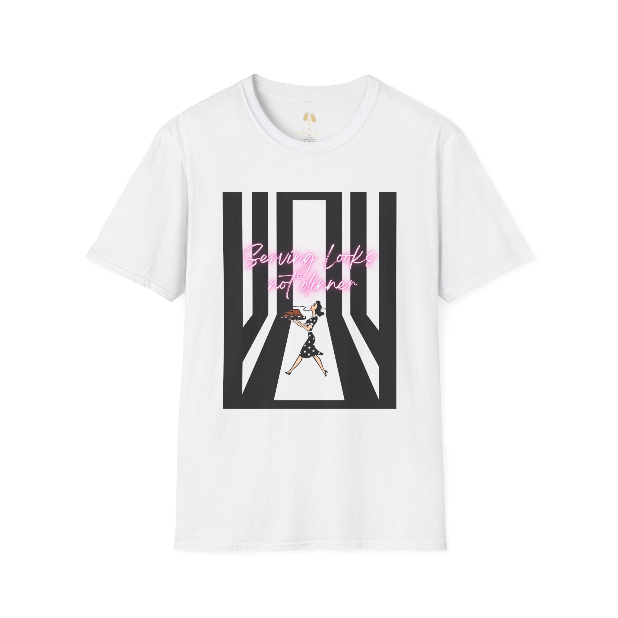 Serving Looks, Not dinner. Unisex Cotton Tee, Retro housewife edgy shirt, Style & comfort