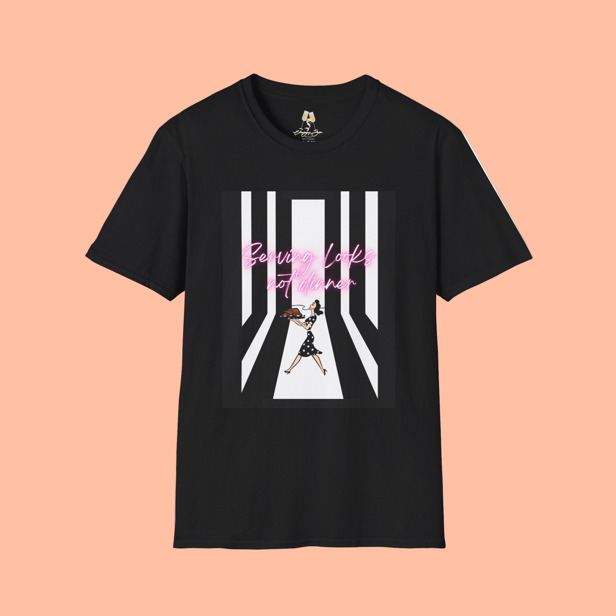 Serving Looks, Not dinner. Unisex Cotton Tee, Retro housewife edgy shirt, Style & comfort