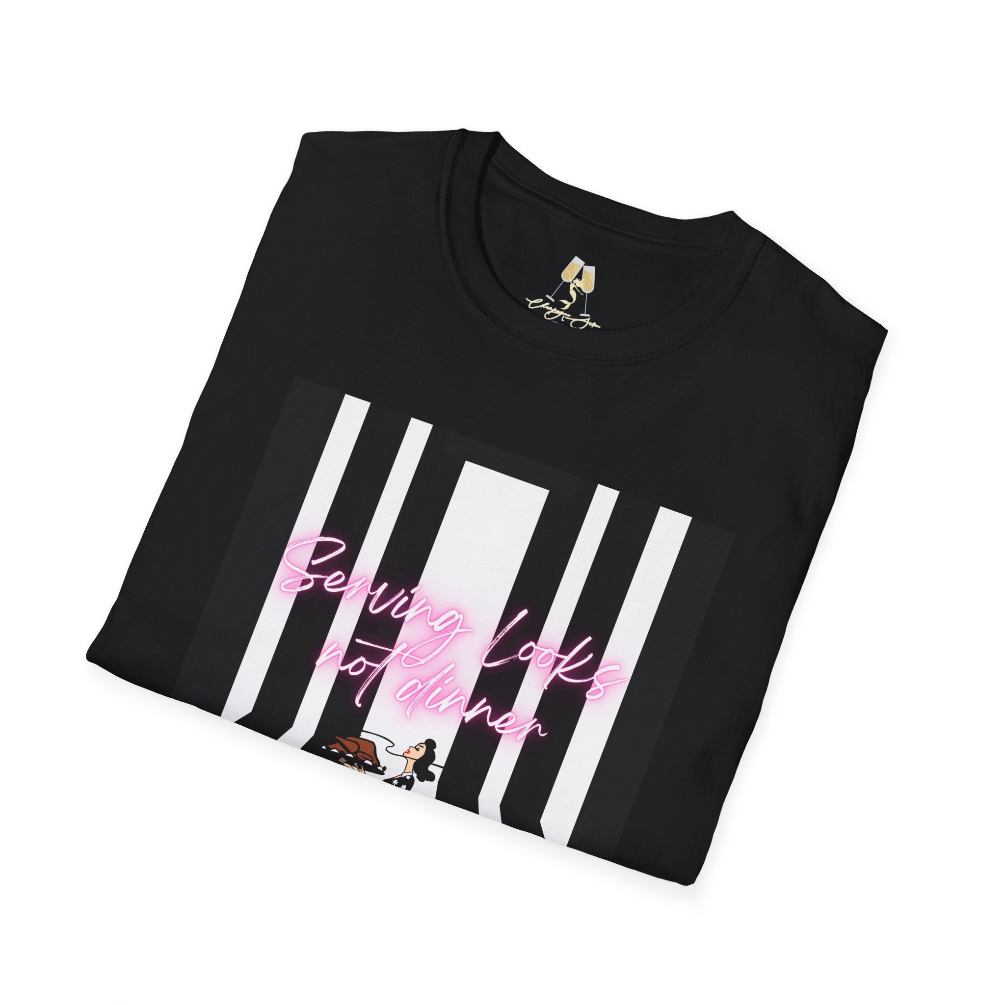Serving Looks, Not dinner. Unisex Cotton Tee, Retro housewife edgy shirt, Style & comfort