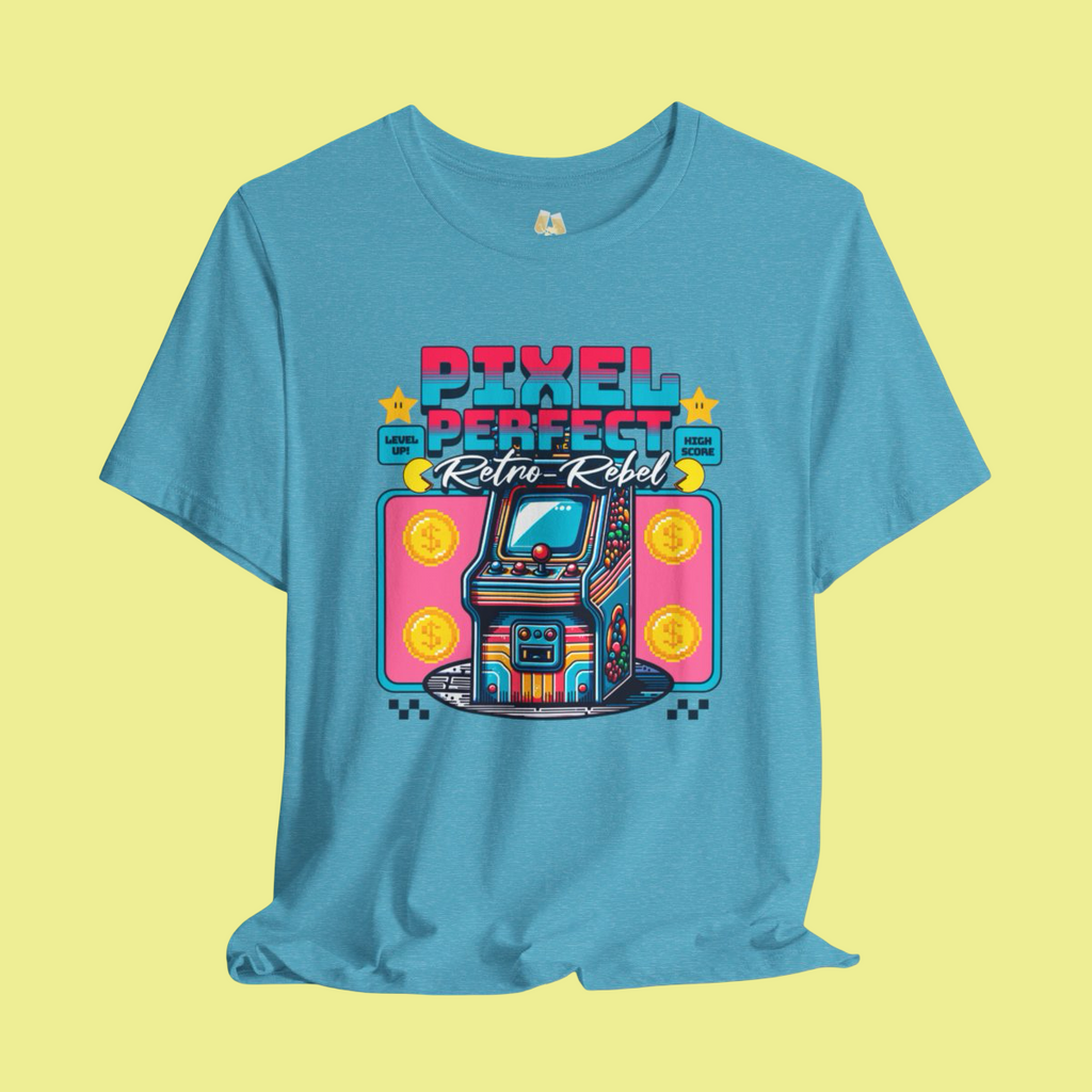 Retro Arcade Unisex Shirt - Insert Coin to look Cooler, Pixel Perfect - Retro Rebel , Y2K Shirt , 80s 90s Gamer Tee